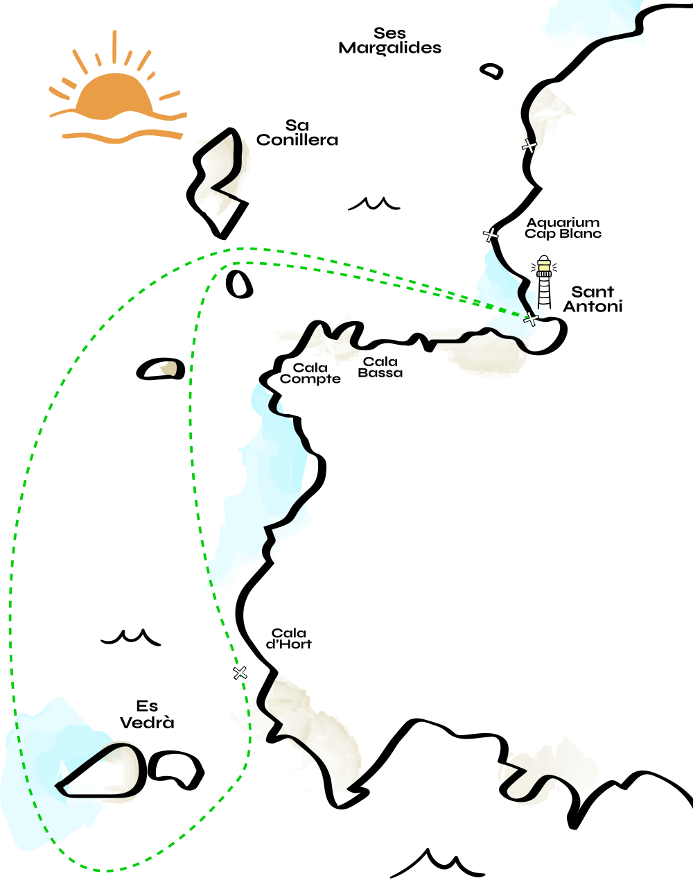 Mapa Es Vedrà sunset